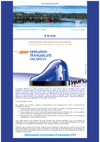 Lettre d'information Juillet 2024