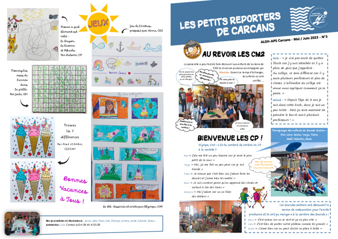 Le Journal des enfants APS Carcans n°3