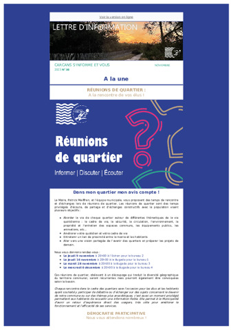 Lettre d'information Novembre 2023