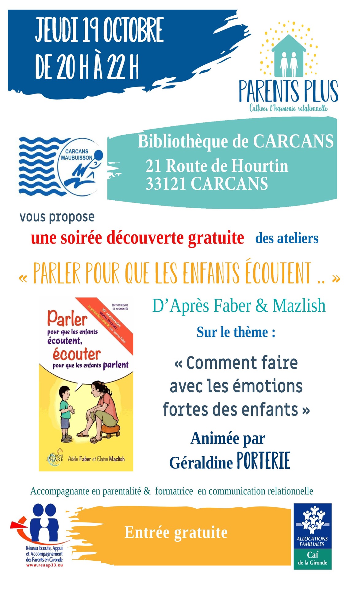 ACTION PARENTALITÉ : Parler pour que les enfants écoutent, Carcans  (Gironde)